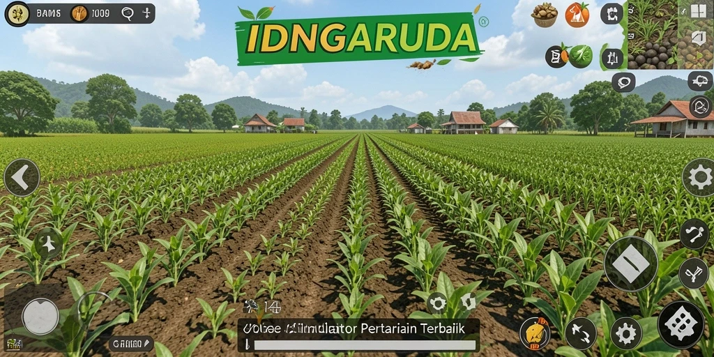Tampilan gameplay IDNGARUDA menampilkan aktivitas bertani yang seru dan interaksi sosial.