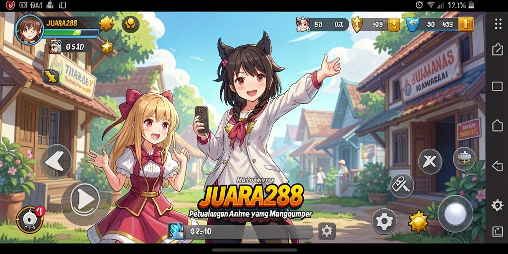 Tampilan gameplay JUARA288 yang penuh aksi dan karakter anime.