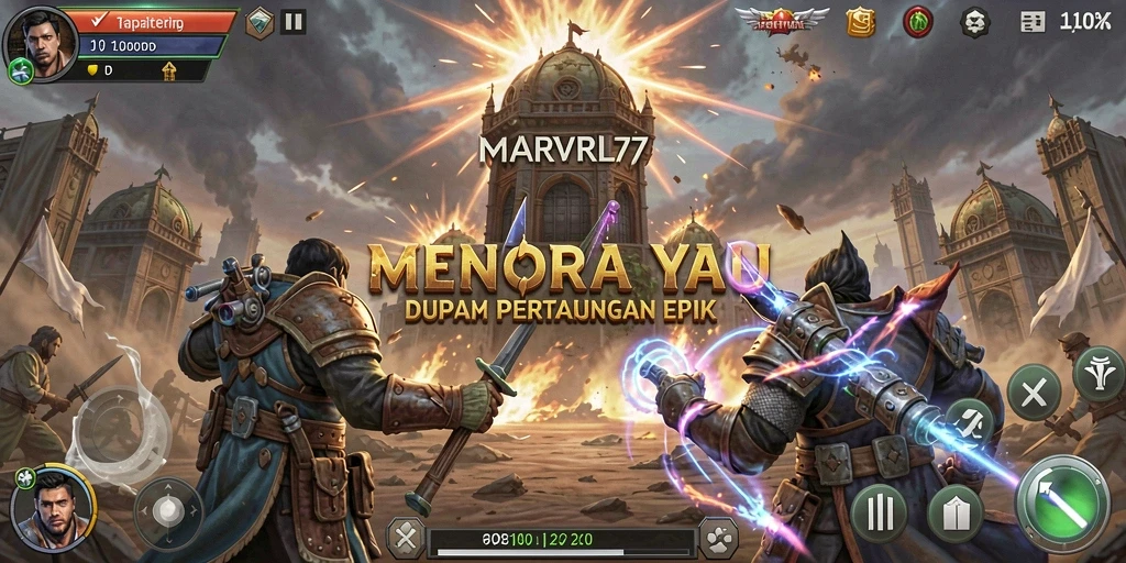 Tampilan epic gameplay Tower Defense dalam MARVRL77.