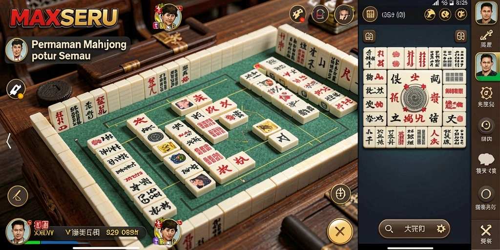 Screenshot gameplay MAXSERU yang menunjukkan keseruan bermain Mahjong.