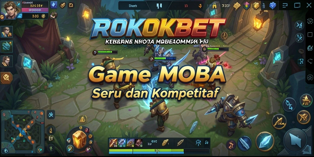 Screenshot ROKOKBET menampilkan aksi seru dalam pertempuran MOBA.