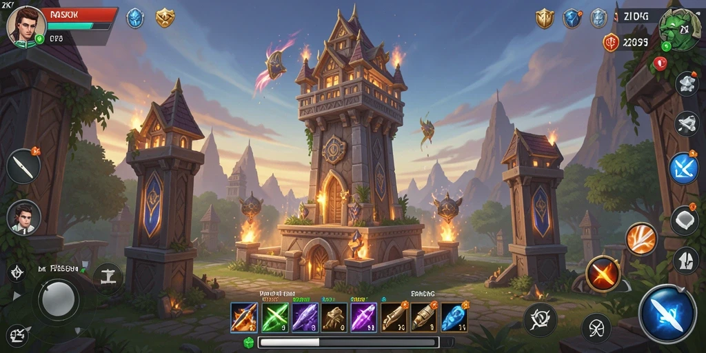 Tangkapan layar menampilkan aksi seru dari permainan Tower Defense ZK7.